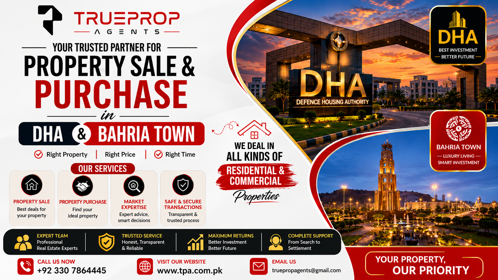 Property Sale and Purchase Services in DHA & Bahria Town by TrueProp Agents