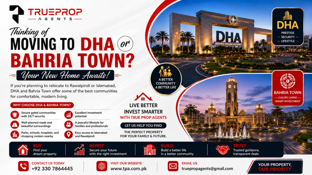 Thinking of Moving to DHA or Bahria Town? Your New Home Awaits | True Prop Agents